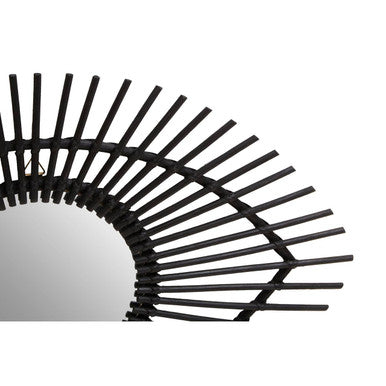 Orsina Mataram Eye-Shaped Wall Mirror – Black Natural Rattan Decor