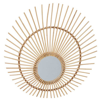 Orsina Mataram Natural Rattan Wall Mirror – Round Handwoven Boho Decor
