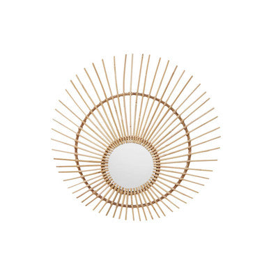 Orsina Mataram Natural Rattan Wall Mirror – Round Handwoven Boho Decor