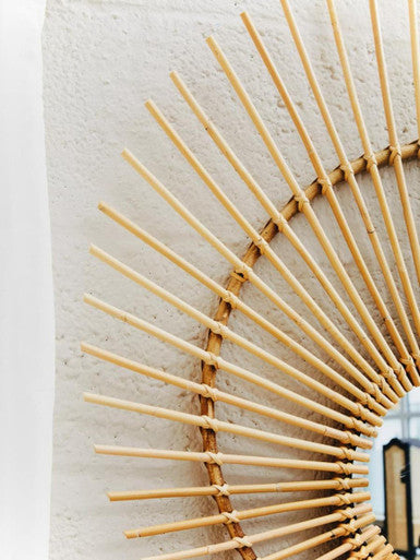 Orsina Mataram Natural Rattan Wall Mirror – Round Handwoven Boho Decor