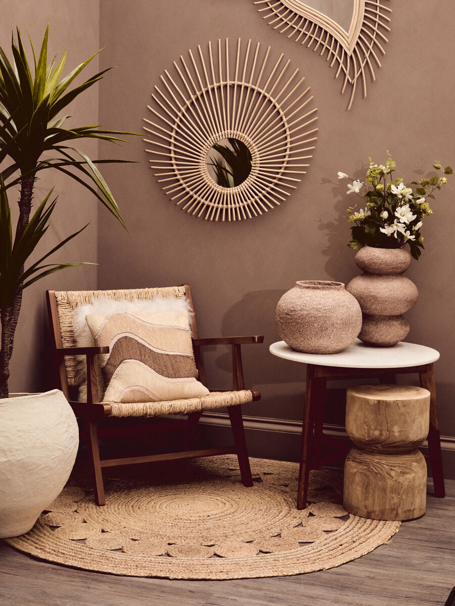 Orsina Mataram Natural Rattan Wall Mirror – Round Handwoven Boho Decor