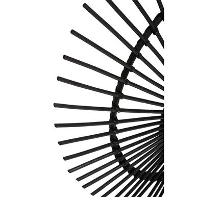 Orsina Mataram Round Wall Mirror – Handwoven Black Natural Rattan
