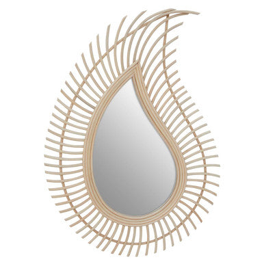 Orsina Mataram Teardrop Wall Mirror – Handwoven Natural Rattan