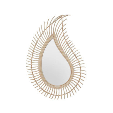 Orsina Mataram Teardrop Wall Mirror – Handwoven Natural Rattan