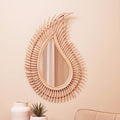Orsina Mataram Teardrop Wall Mirror – Handwoven Natural Rattan