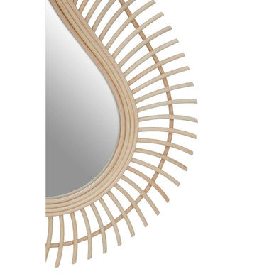Orsina Mataram Teardrop Wall Mirror – Handwoven Natural Rattan