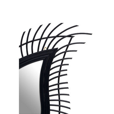 Orsina Mataram Teardrop Rattan Wall Mirror – Black & Natural Boho