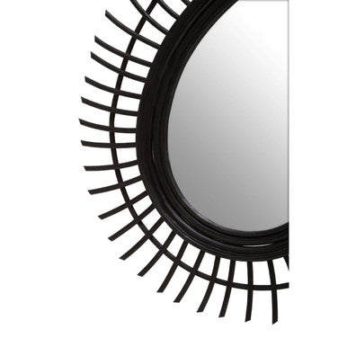 Orsina Mataram Teardrop Rattan Wall Mirror – Black & Natural Boho