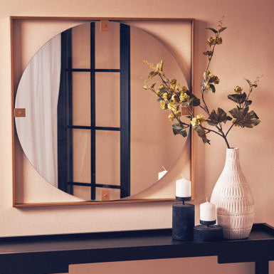 Orsina Matera Gold Square Wall Mirror – Modern Metal Geometric Frame