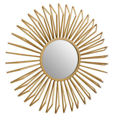 Orsina Matera Gold Sunburst Wall Mirror – 3D Metal Round Decor