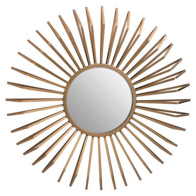 Orsina Matera Gold Sunburst Wall Mirror – 3D Metal Round Decor