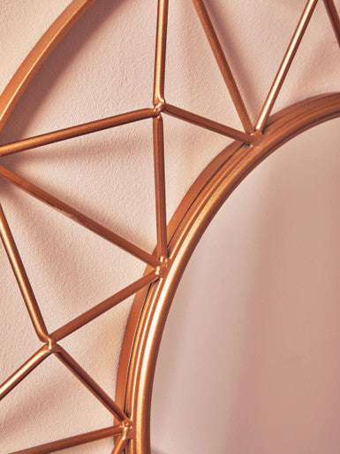 Orsina Matera 3D Round Gold Wall Mirror – Geometric Modern Decor