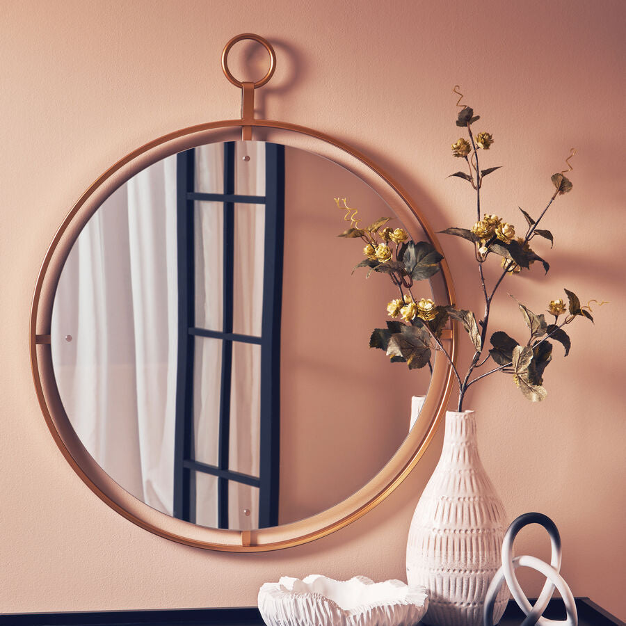 Orsina Matera Gold Wall Mirror – Round Contemporary Metal Frame