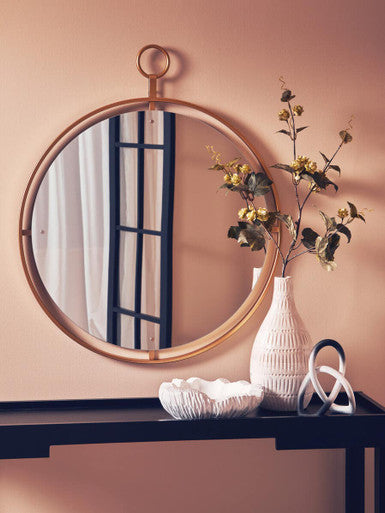 Orsina Matera Gold Wall Mirror – Round Contemporary Metal Frame
