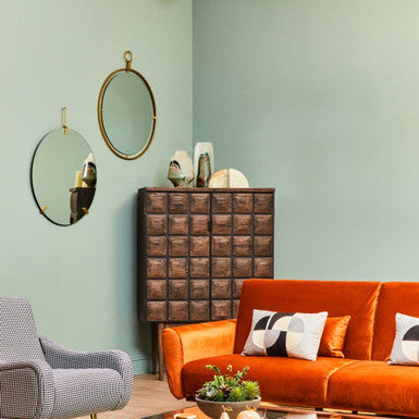 Orsina Matera Gold Wall Mirror – Round Contemporary Metal Frame