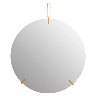 Orsina Matera Round Frameless Wall Mirror with Gold Hanging Loop