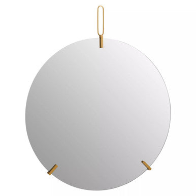 Orsina Matera Round Frameless Wall Mirror with Gold Hanging Loop