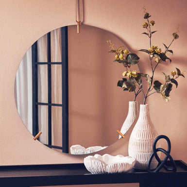 Orsina Matera Round Frameless Wall Mirror with Gold Hanging Loop