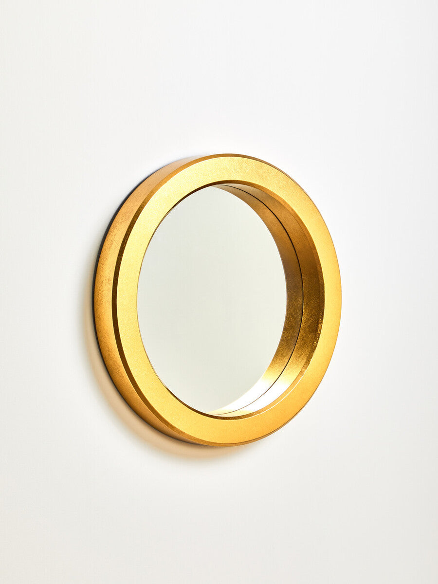 Orsina Matera Round Wall Mirror – Modern Gold Frame Statement Mirror