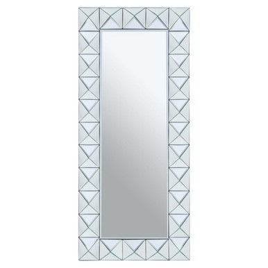 Orsina Yula Pyramid Edged Wall Mirror – Silver Faceted Rectangular Frame