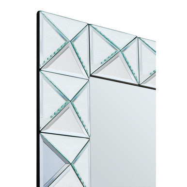 Orsina Yula Pyramid Edged Wall Mirror – Silver Faceted Rectangular Frame