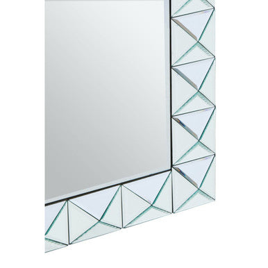 Orsina Yula Pyramid Edged Wall Mirror – Silver Faceted Rectangular Frame