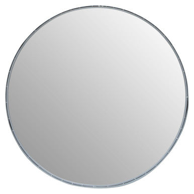 Orsina Avento Large Round Silver Wall Mirror – Contemporary Iron Frame