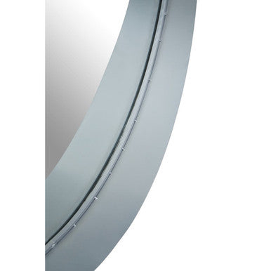 Orsina Avento Large Round Silver Wall Mirror – Contemporary Iron Frame