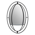 Orsina Avento Oval Black Wall Mirror with Shelf – Modern Metal Frame