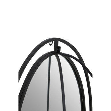Orsina Avento Oval Black Wall Mirror with Shelf – Modern Metal Frame