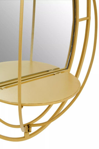 Orsina Avento Oval Gold Wall Mirror with Shelf – Modern Vanity Decor
