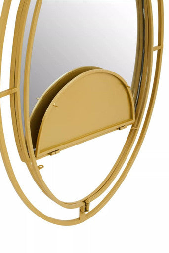 Orsina Avento Oval Gold Wall Mirror with Shelf – Modern Vanity Decor