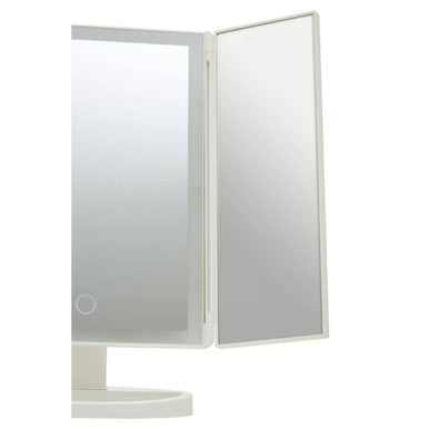 Orsina Cassini Tri-Fold LED Makeup Mirror – White Tabletop Vanity