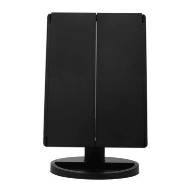 Orsina Cassini Tri-Fold LED Makeup Mirror – Black Tabletop Vanity