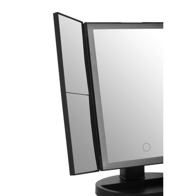 Orsina Cassini Tri-Fold LED Makeup Mirror – Black Tabletop Vanity