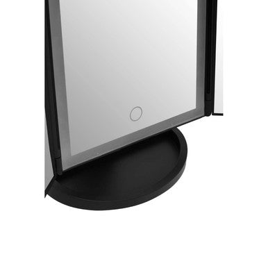 Orsina Cassini Tri-Fold LED Makeup Mirror – Black Tabletop Vanity