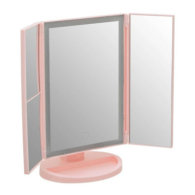 Orsina Cassini Tri-Fold LED Makeup Mirror – Pink Vanity Table Mirror