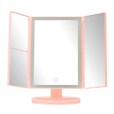 Orsina Cassini Tri-Fold LED Makeup Mirror – Pink Vanity Table Mirror