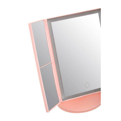 Orsina Cassini Tri-Fold LED Makeup Mirror – Pink Vanity Table Mirror