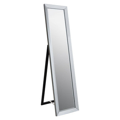 Orsina Holmes Silver Floor Mirror – Full-Length Contemporary Wood Frame