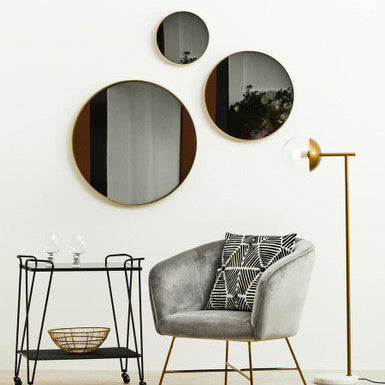 Orsina Cindy Small Round Wall Mirror – Gold Finish Minimalist Decor