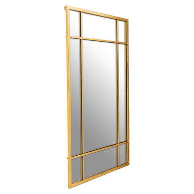Orsina Charlene Brushed Gold Rectangular Wall Mirror | 9-Panel Grid