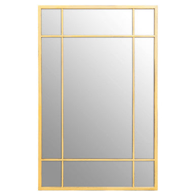 Orsina Charlene Brushed Gold Rectangular Wall Mirror | 9-Panel Grid