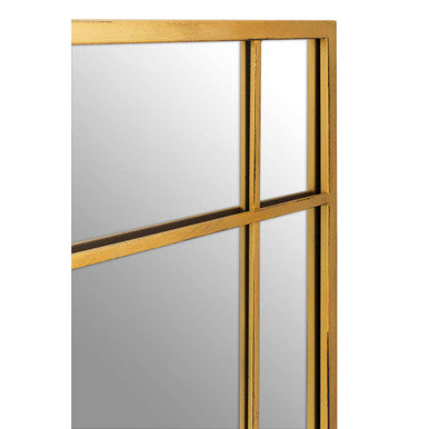Orsina Charlene Brushed Gold Rectangular Wall Mirror | 9-Panel Grid