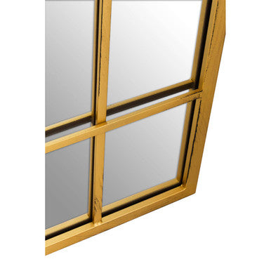 Orsina Charlene Brushed Gold Rectangular Wall Mirror | 9-Panel Grid