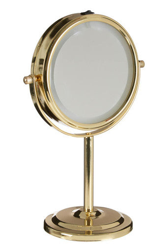 Orsina Cassini LED Makeup Mirror | Gold Finish 2x Magnifying Table Mirror