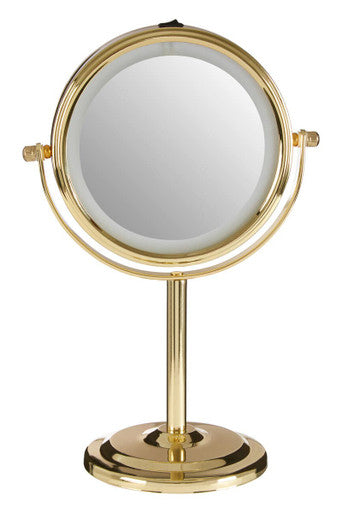 Orsina Cassini LED Makeup Mirror | Gold Finish 2x Magnifying Table Mirror