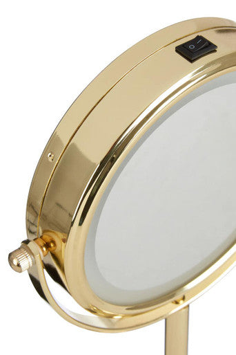 Orsina Cassini LED Makeup Mirror | Gold Finish 2x Magnifying Table Mirror