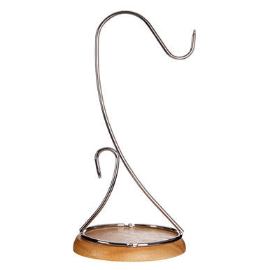 Orsina Soka Banana Hanger – Chrome Fruit Stand with Wood Base