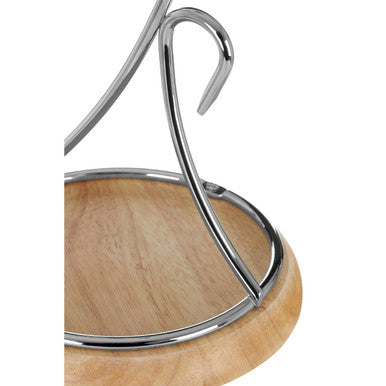 Orsina Soka Banana Hanger – Chrome Fruit Stand with Wood Base